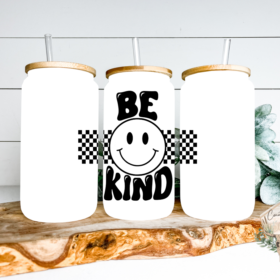 Be Kind Glass Can Tumbler