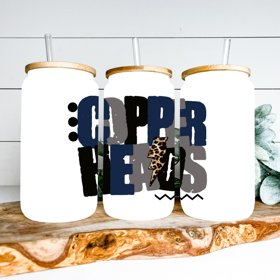 Copperheads Lightning Bolt Glass Can Tumbler