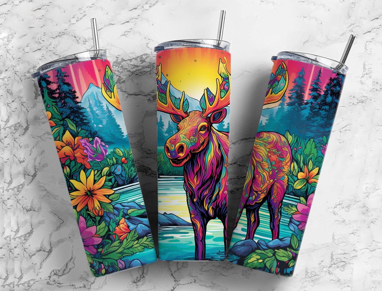 Rainbow Moose Tumbler