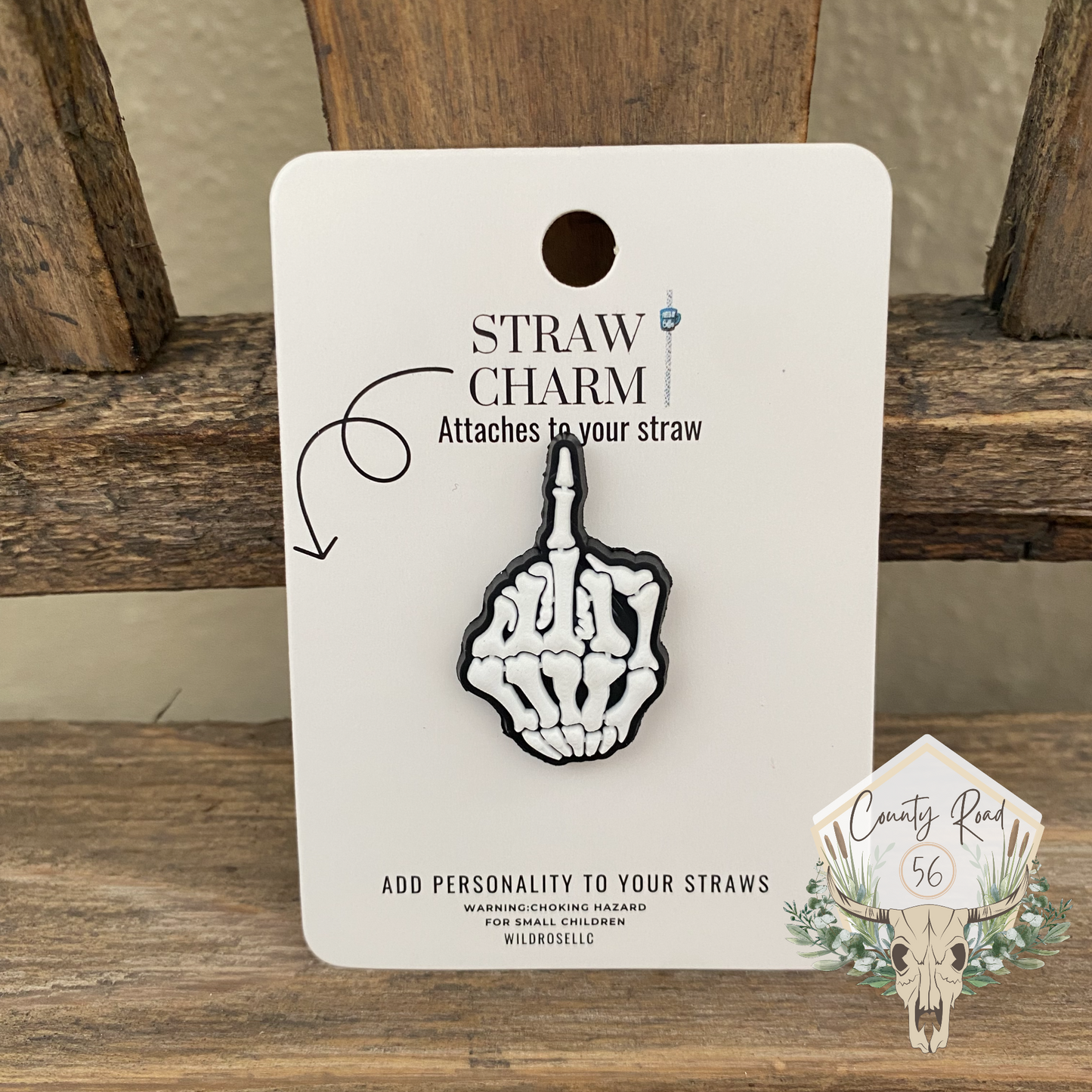Skellie Flip Off Straw Charm