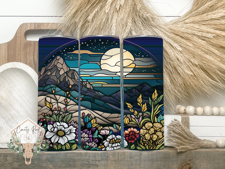 Moonlit Mountain Scene Tumbler