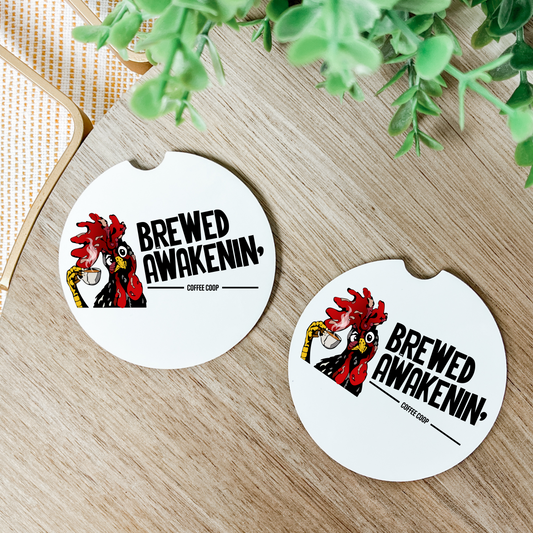 Sue's Brewed Awakenin' Ceramic Car Coasters