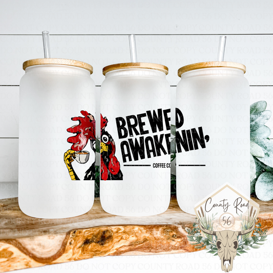 Sue's Brewed Awakenin' Glass Can Cup with Straw
