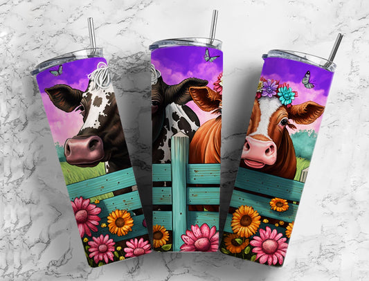 Floral Cow Farm Tumbler