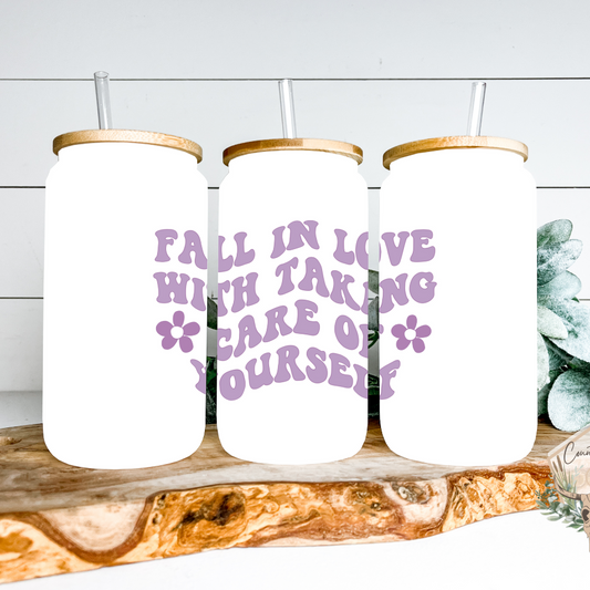 Fall In Love Glass Can Tumbler