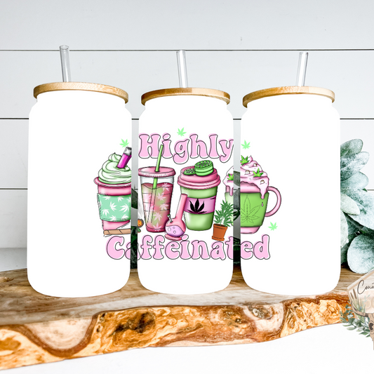 Highly Caffeinated Glass Can Tumbler