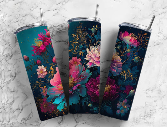 Dark Floral Tumbler