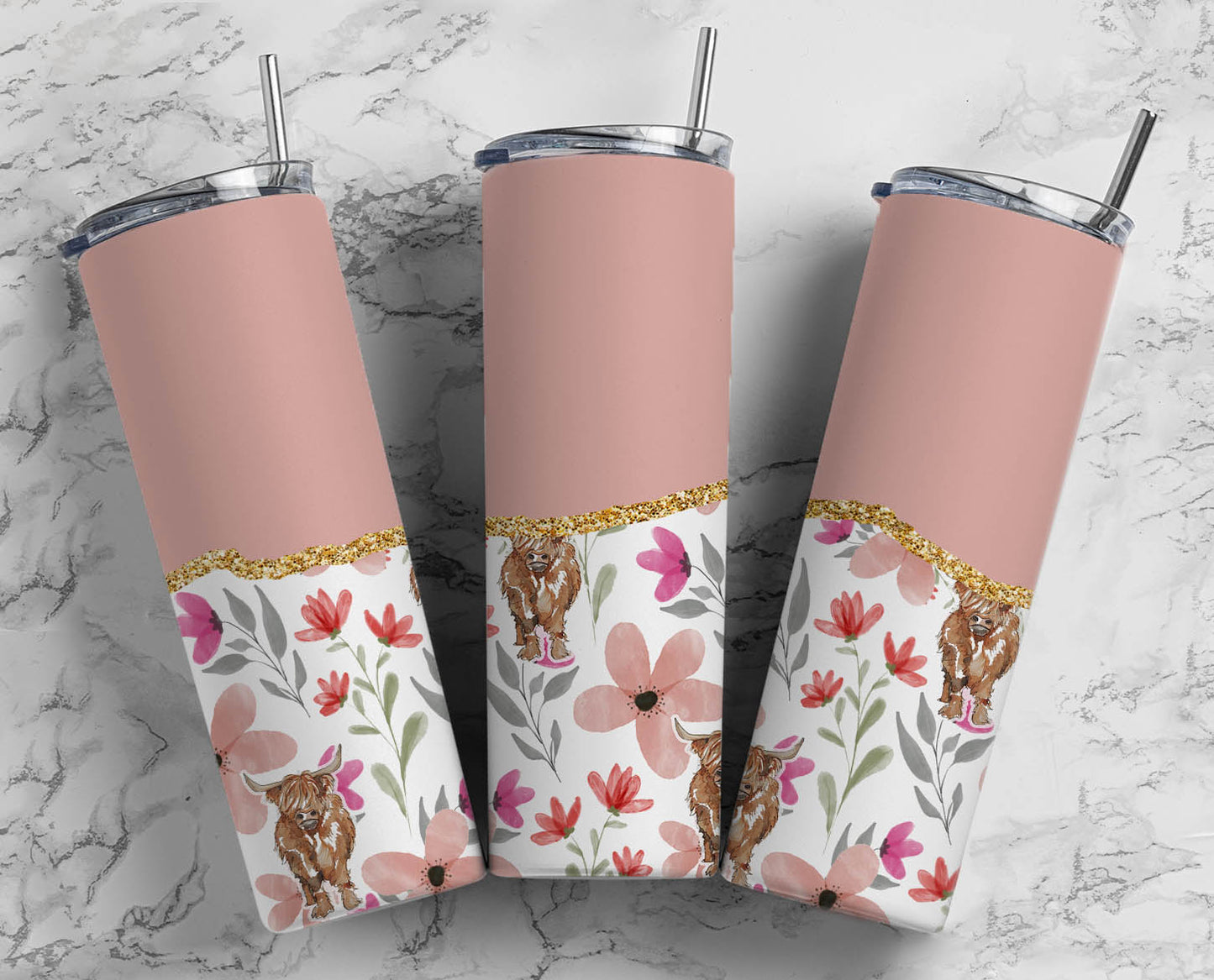 Mauve Half Floral Tumbler