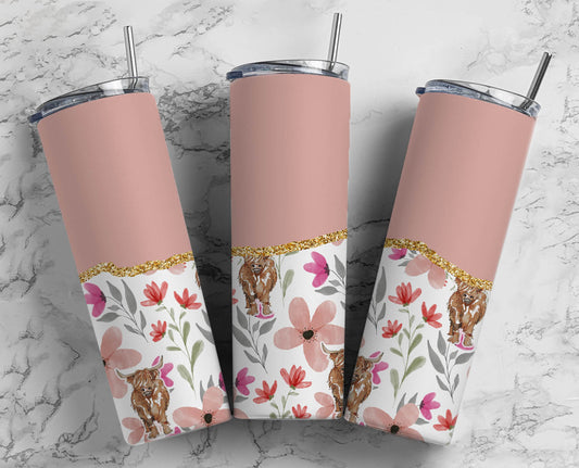 Mauve Half Floral Tumbler