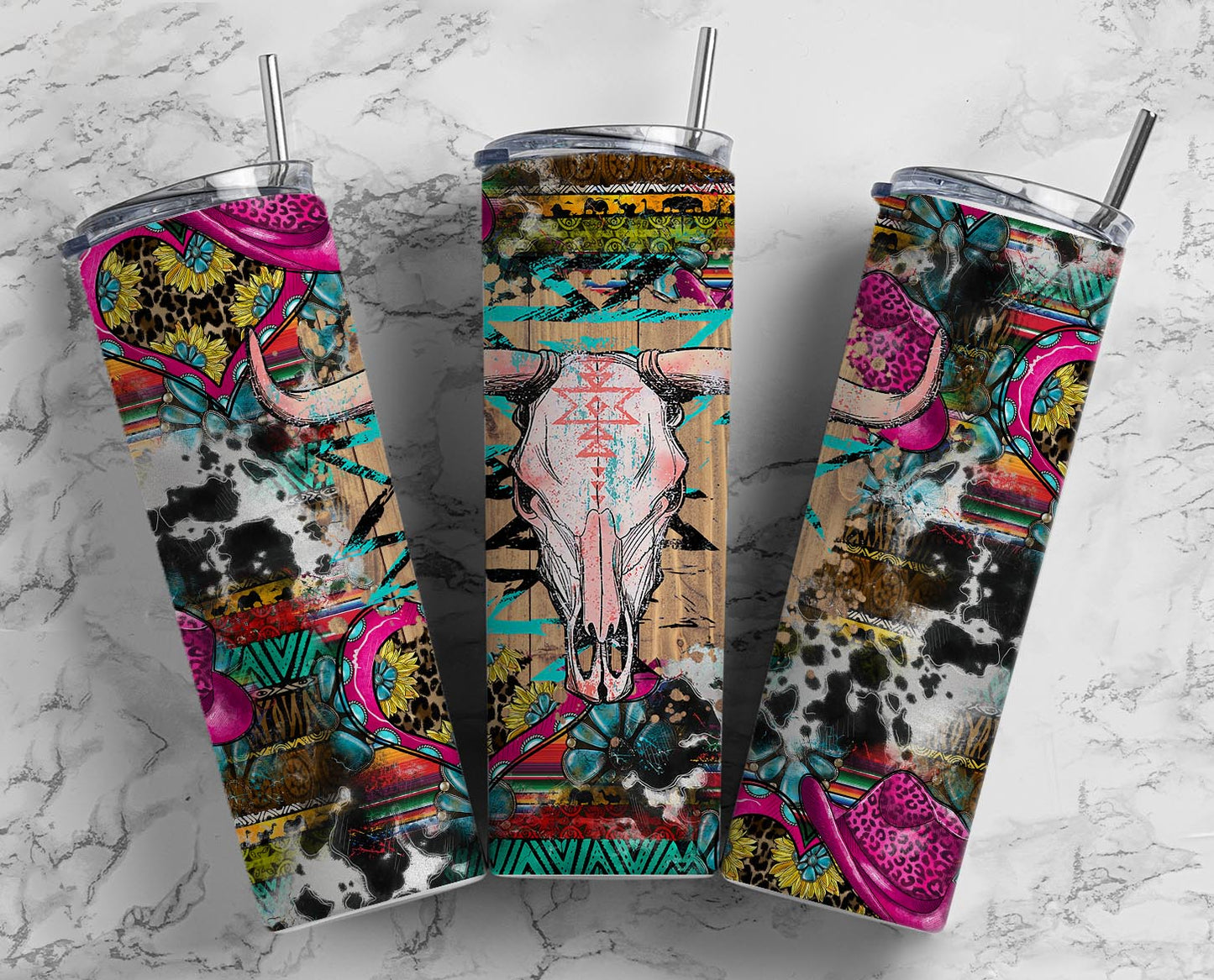 Bull Skull Pink Hat Tumbler