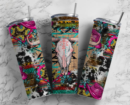 Bull Skull Pink Hat Tumbler