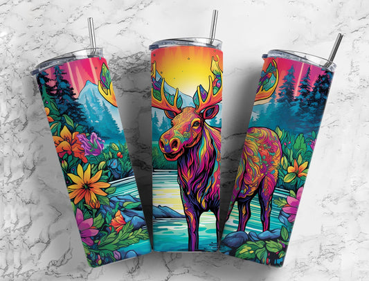 Rainbow Moose Tumbler