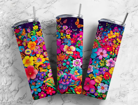 Rainbow Floral Tumbler