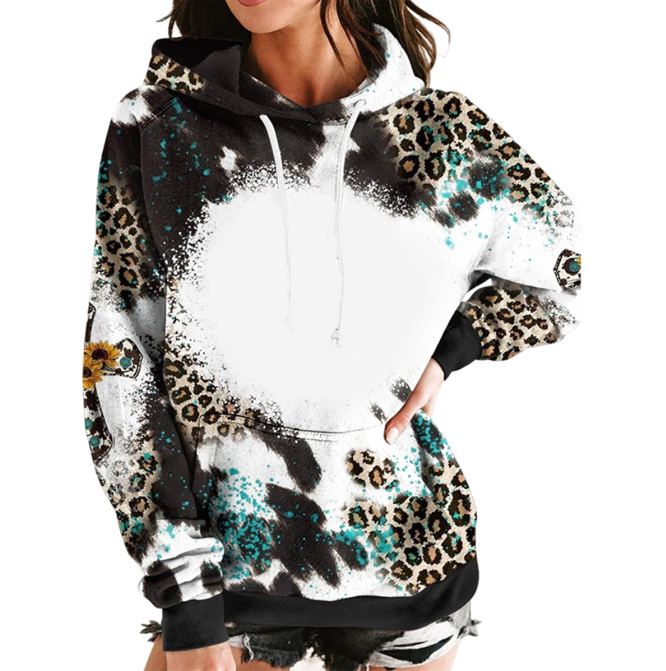 Sunflower/Cross Leopard/Cowprint Printed Hoodie