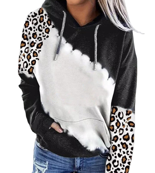 Black Leopard Printed Hoodie