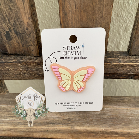 Pale Butterfly Straw Charm