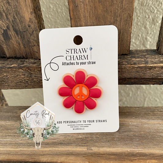 Flower Peace Straw Charm