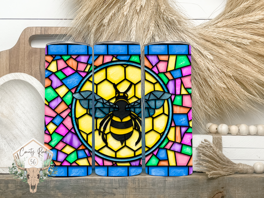 Stained glass Window Bumble Bee Tumbler