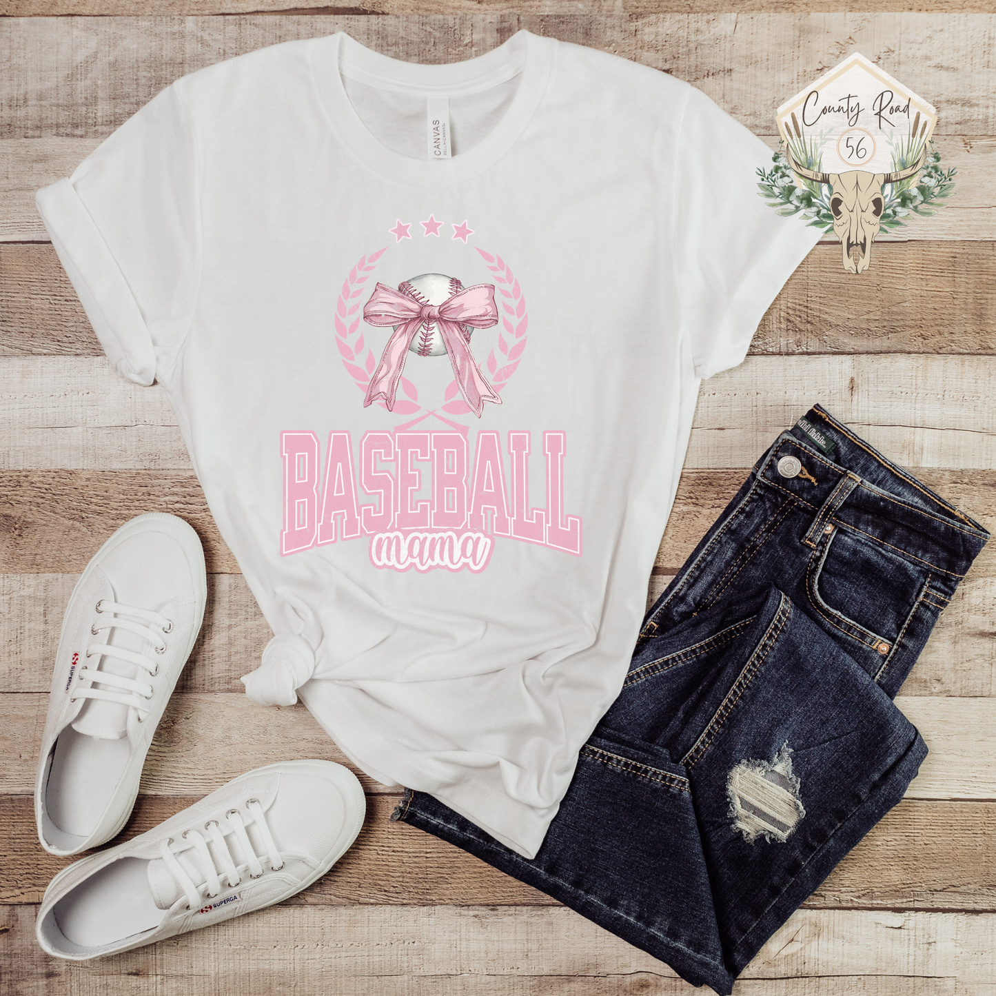 Pink Baseball Mama Bow