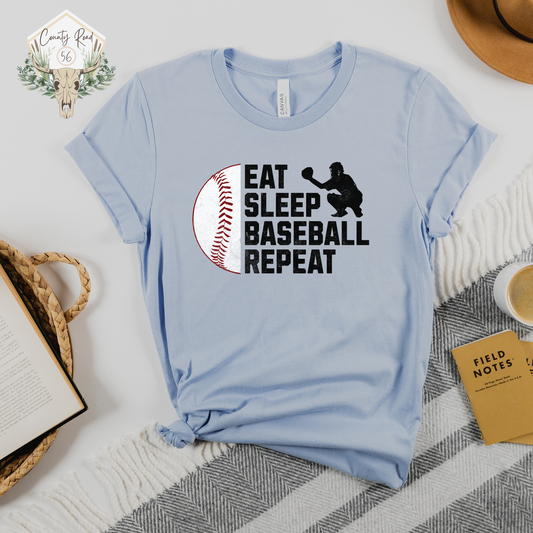 Eat Sleep Baseball Repeat (White/Black)