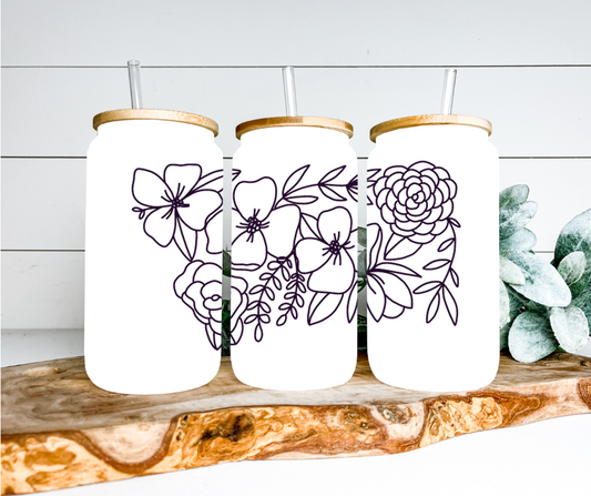 Montana Floral Shape Glass Can Tumbler