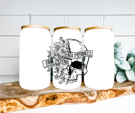 Kinda Emotionless Glass Can Tumbler