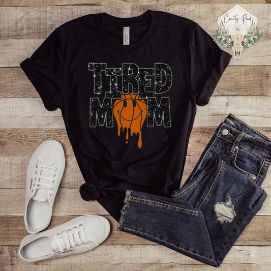 Tired Basketball Mom FAUX SEQUIN