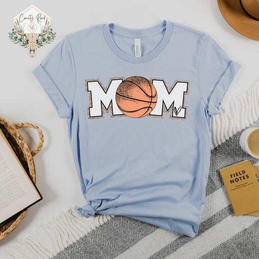 Basketball Mom w FAUX GLITTER ACCENT