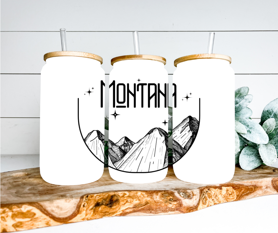 Montana Mountains Glass Can Tumbler
