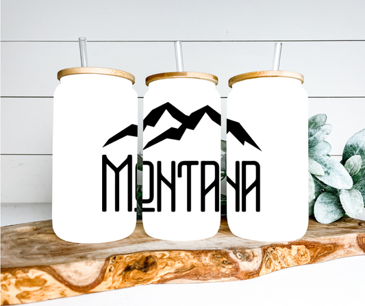 Montana Double Mountains Glass Can Tumbler