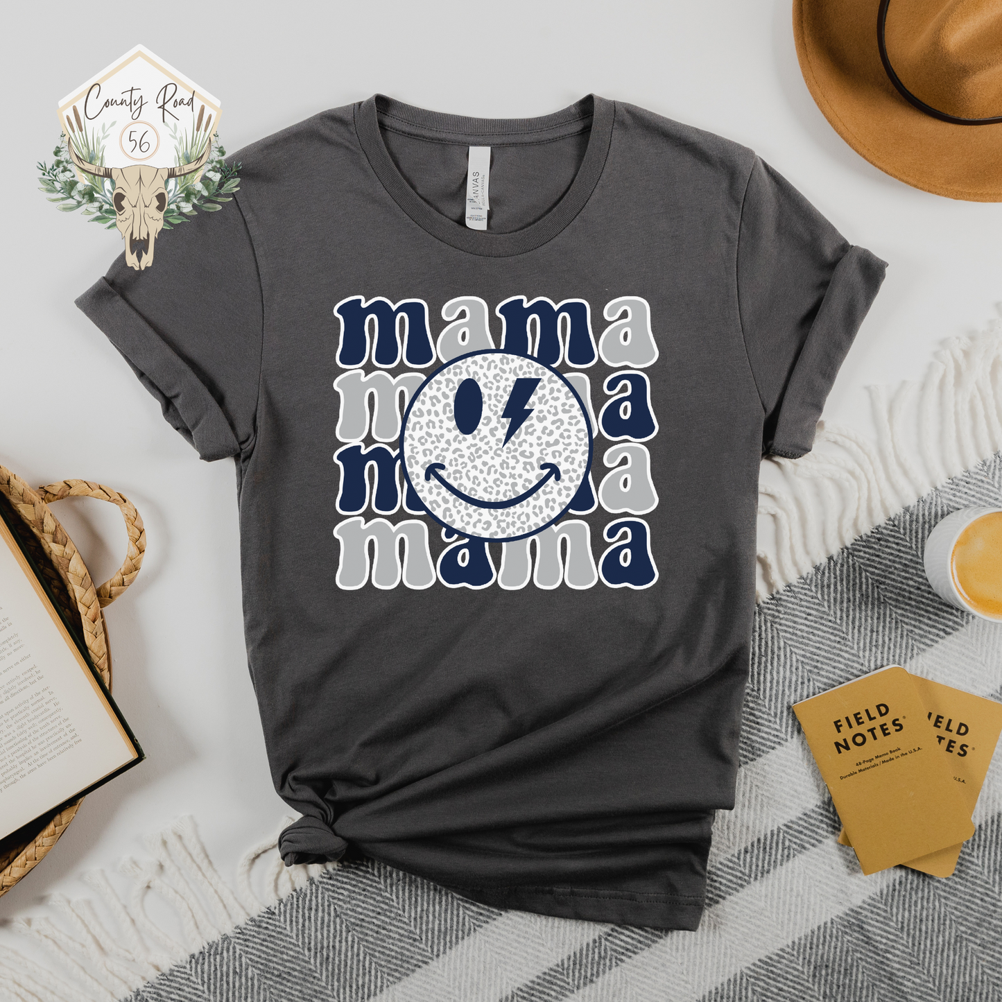 Navy Gray Mama Stacked