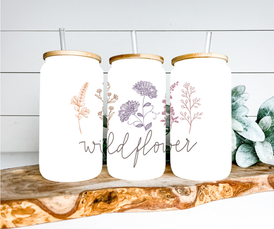 Wildflower Glass Can Tumbler