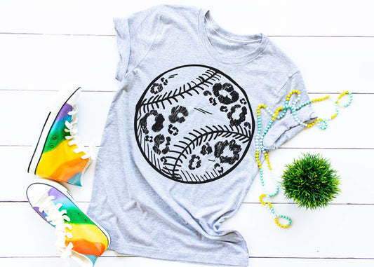 Black Leopard Print Baseball